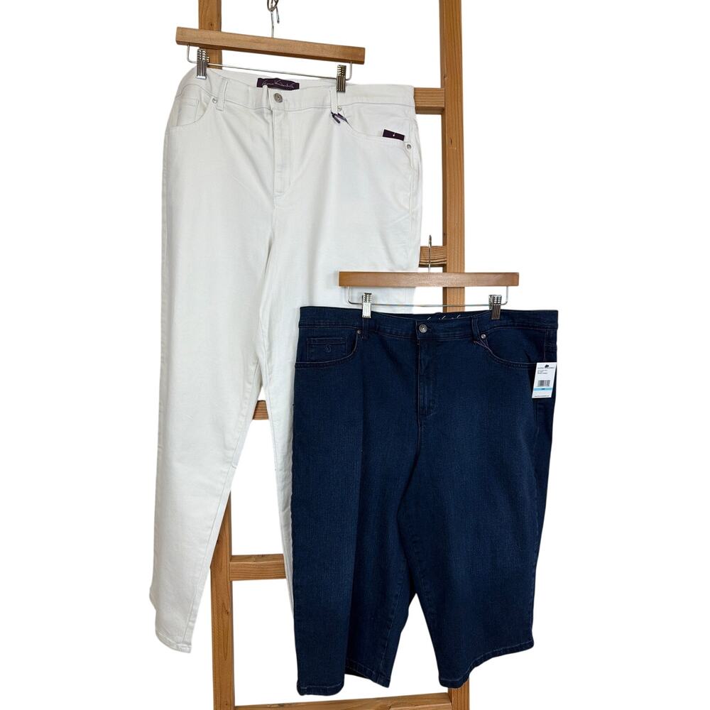 NWT Lot of Two Gloria Vanderbilt Amanda Pants Skimmer & White Full-Length SZ 20